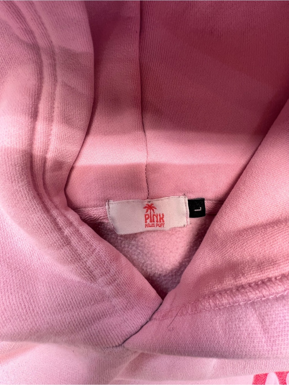 Pink Palm Puff Everything Comes In Embroidered Waves Hoodie Large - Picture 11 of 16